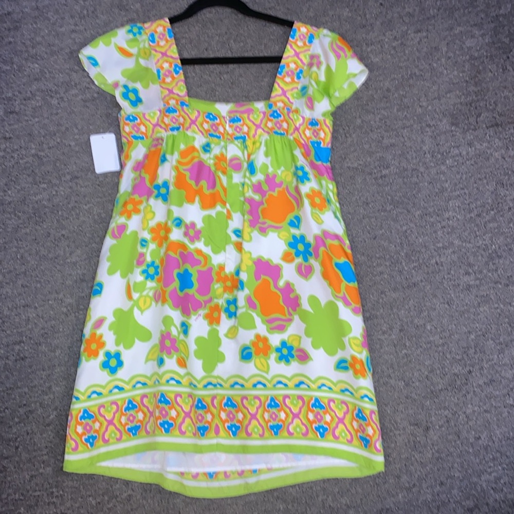 Milly for Bergdorf Goodman 70s Floral Colorful 💯 Silk Shift Dress EXCELLENT - Picture 2 of 2